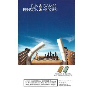 Fun and Games Benson & Hedges Cigarette AD Chess 1990s  Vintage Print Ad